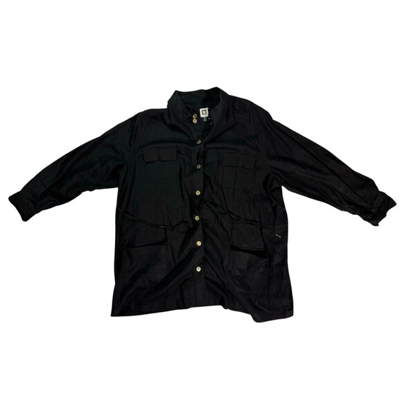 Anne Klein Black Linen blend Jacket Women' SZ 3X drawstring coat - Picture 5 of 16
